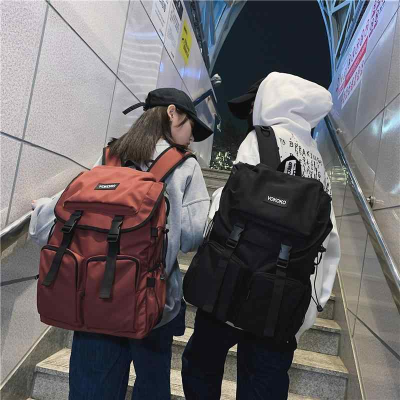リュックサック 男女兼用 通学用 大学生 高校生 中学生 大容量 シンプル 韓国風 ワークテイスト おしゃれ ブラック アイボリー ワインレッド ポリエステル 防水 14インチPC収納 クッション性ショルダー 普段使い アーバンカジュアル