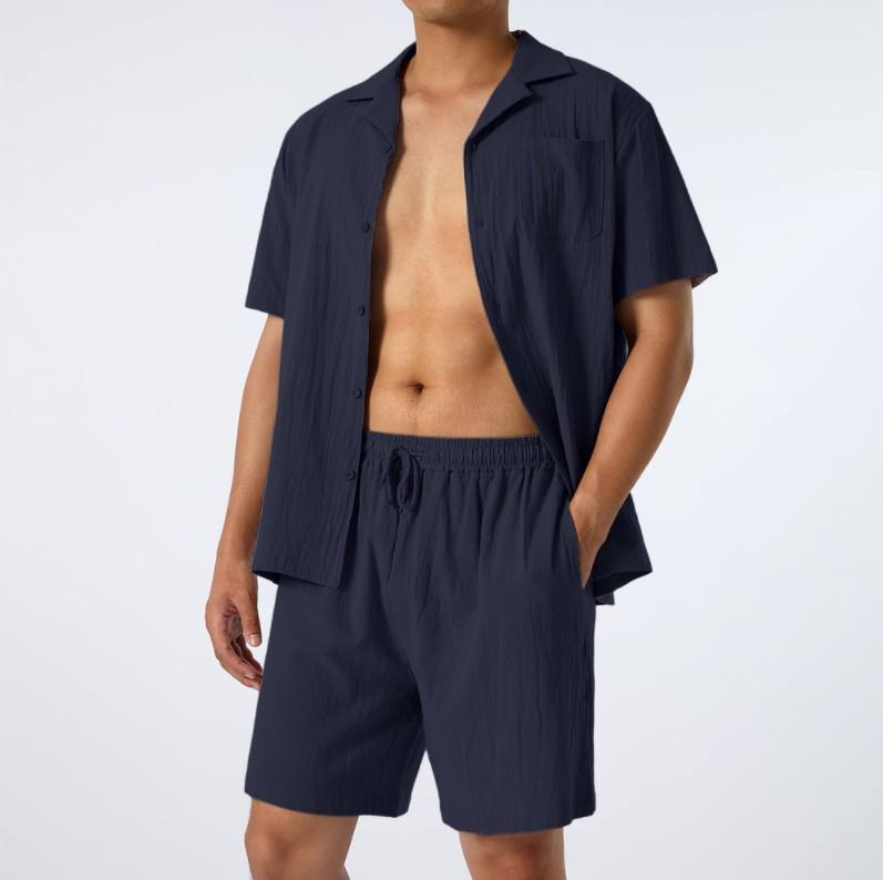 セットアップ メンズ 夏用 カジュアル スポーツ 普段使い 半袖 シャツ ショートパンツ 短パン 綿麻素材 ゆったり ルーズシルエット 涼しい 通気性 吸湿性 快適