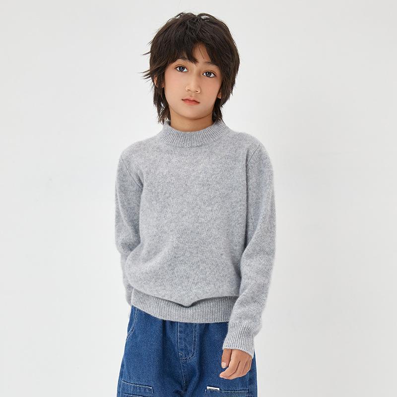 ニット 子供 キッズ 男の子 女の子 男女兼用 カシミヤ ウール セーター プルオーバー ハーフハイネック モックネック 無地 長袖 秋冬 インナー 厚手 暖かい 防寒|Grams店