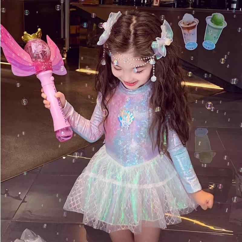 水着 女の子 ベビー キッズ 子供用 プリンセス 人魚 マーメイド柄 かわいい ワンピース スイムウェア ポリエステル 高伸縮性 爽やか 快適 水遊び プール 海
