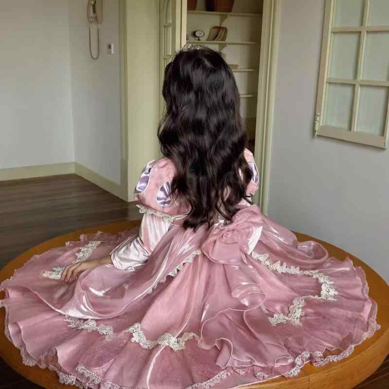 ドレス 女の子 アリエル プリンセス ロリータ風 誕生日 発表会 フォーマル マーメイド パフスリーブ 半袖 かわいい Aライン キッズ