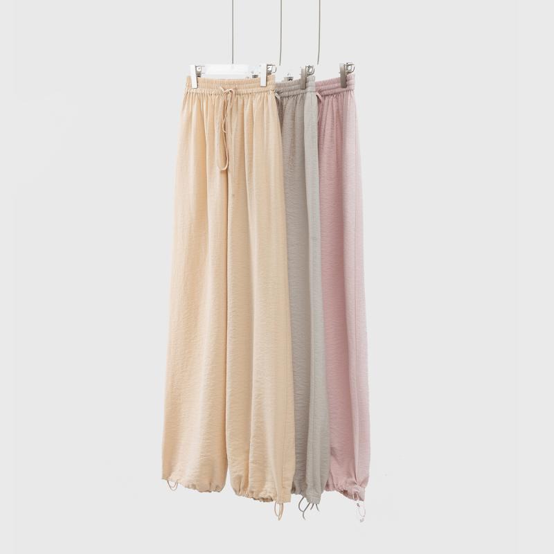 ロングパンツ レディース 前後2WAY 桑蚕シルク ナイロン混 ドライタッチ バルーンパンツ UVカット ハイウエスト ジョガーパンツ エアリー 軽量 カジュアル きれいめ 普段使い ミルクベージュ ダスティピンク