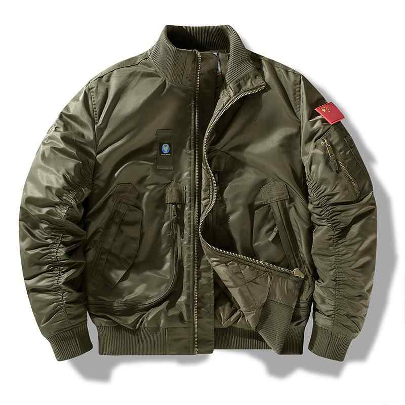 ジャケット メンズ MA-1 フライトジャケット ブルゾン 秋冬 冬物 厚手 肉厚 ミリタリー ワーク ゆったり ルーズフィット ビッグシルエット スタンドカラー 多ポケット ナイロン ポリエステル 防水 透湿 耐摩耗 引裂き防止 大きいサイズ|Grams店