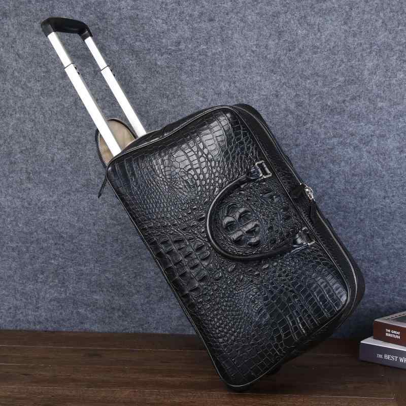 バッグ メンズ 男性用 旅行鞄 トラベルバッグ ビジネス キャリーオン 手提げ キャリーケース クロコダイル柄 クロコ調 高級感 大容量 出張用 耐久性 ブラック 合成革 14,227円