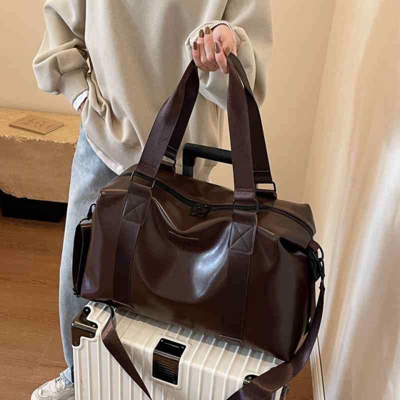 トートバッグ ショルダーバッグ ユニセックス 大容量 通勤 ビジネス カジュアル 短期旅行 肩掛け 手提げ 軽量 防水 乾湿分離 耐久性 PUレザー ポリエステル ブラック コーヒーブラウン オフホワイト キャラメル