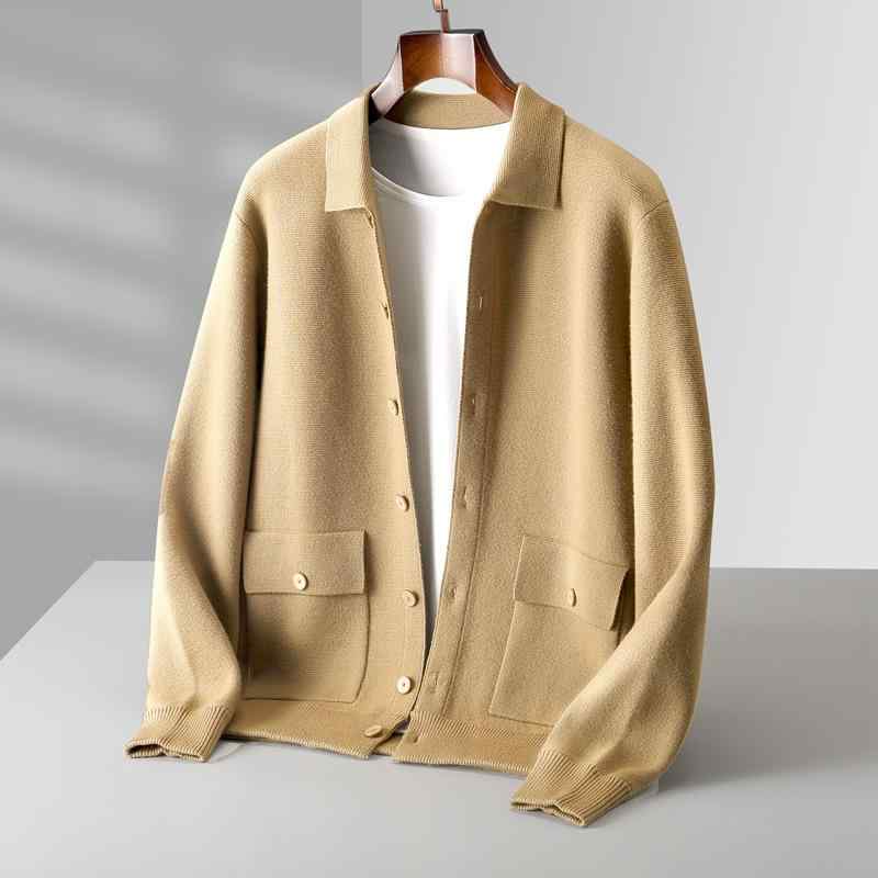 編み物 ジレー メンズ 成人男性用 ポロ襟 プルオーバー襟 100%羊毛 カシミール 朦々たる  生あたたかい 防寒 通気性 吸湿速乾 耐久性 商行為 心地よい ゆったり 真っただ中丈 オリーブ 駱駝 うす暗い薄墨色 象牙色