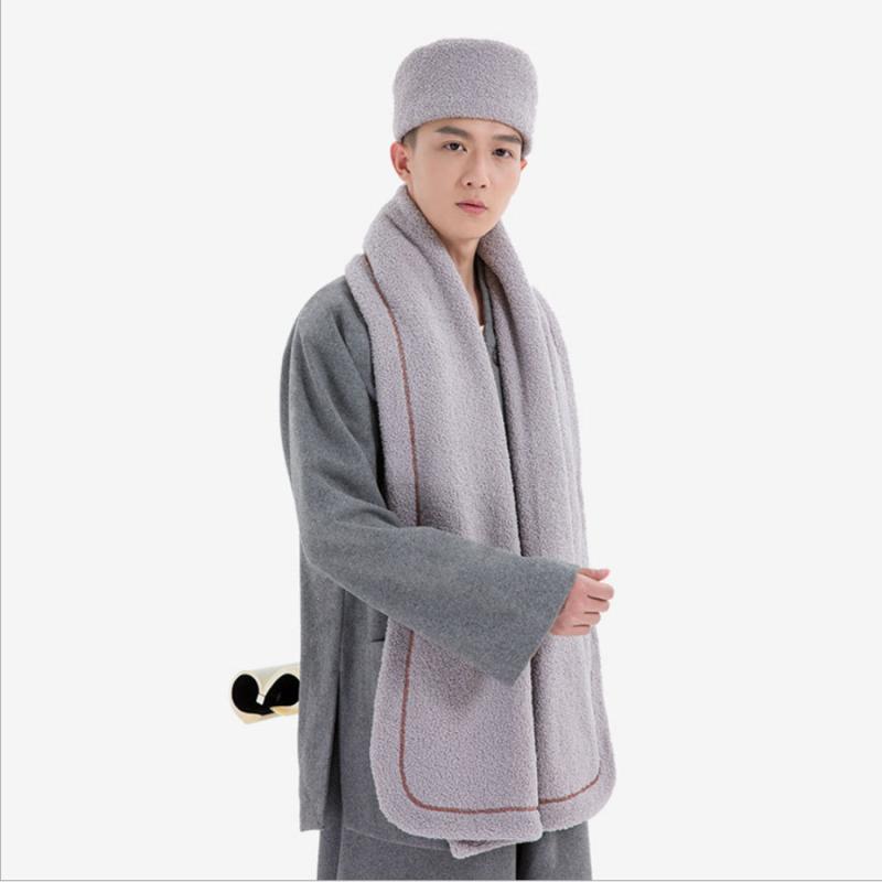 僧服 男女兼用 仏教用品 僧帽 防寒ケープ マフラー ネックウォーマー 冬物 テディフリース 保温 快適 厚手 ふわふわ あったか セット アースイエロー グレー ネイビー