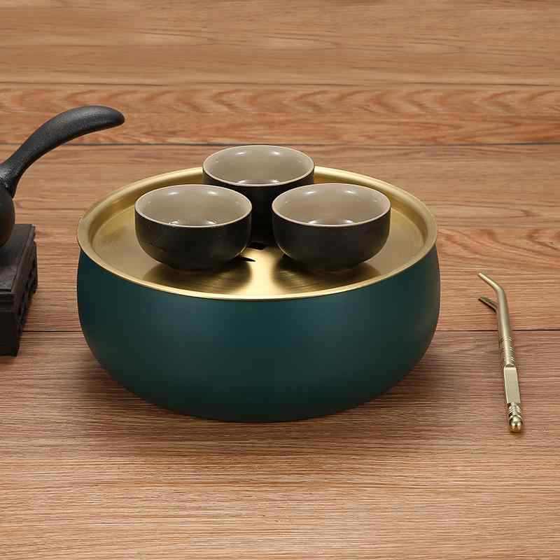 茶道具 金管楽器製 金管楽器 茶洗 筆洗 水盂 水さし 茶盤 乾泡台 中国茶器 功夫茶器 茶席 お茶道具 茶器洗い濯ぎ 御盆 どんぶり鉢 一皿 レトロ アンティーク調 ブラジャースカラー 緑であること 赤いこと