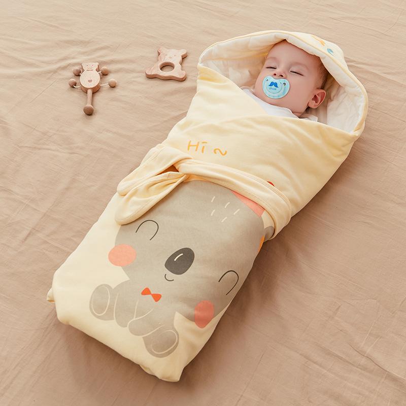 おくるみ ベビー 新生児 赤ちゃん ベビー 抱っこ布団 スワドル コットン 綿素材 薄手 中綿入り 二重構造 秋冬 掛け布団 ブランケット 毛布 動物柄