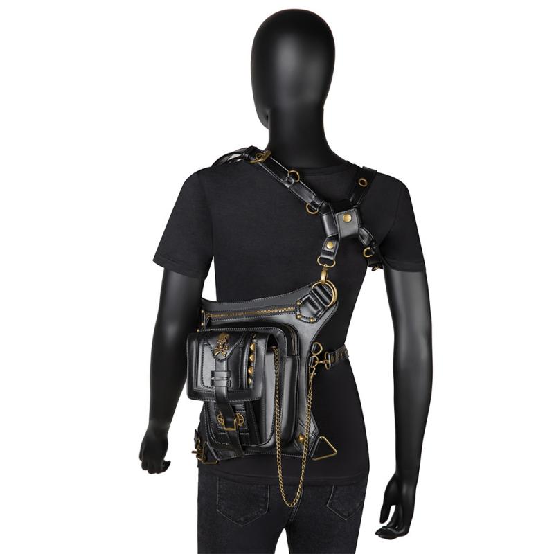 ウエストバッグ 男性用 ボディバッグ アウトドア レジャー カジュアル タクティカル スマートフォン収納 防水 無地 日常使い 普段使い PUレザー メタルパーツ