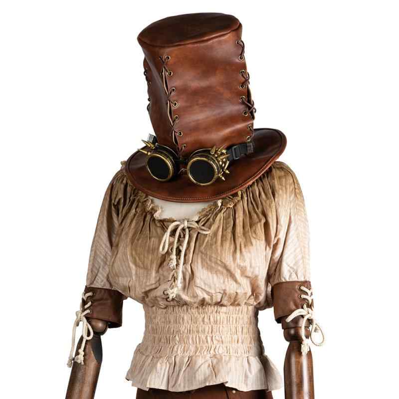 礼帽 大人用 ハロウィン ステージ マジック 欧米風 レトロ ヴィンテージ加工 スチームパンク つば広 ハイクラウン アニメ コスプレ イベント グッズ ブラウン UVカット