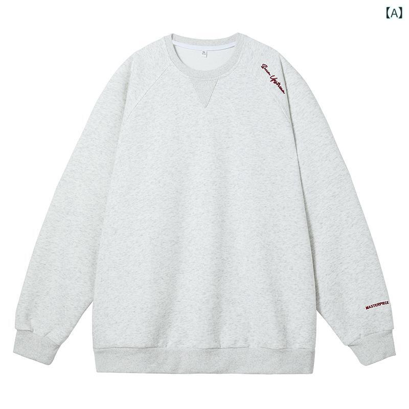 スウェット メンズ 切り替えデザイン 厚手 クルーネック 英字刺繍 ラグランスリーブ プルオーバー トップス オーバーサイズ ゆったり 綿混紡 アメカジ ストリートファッション 春秋 普段着