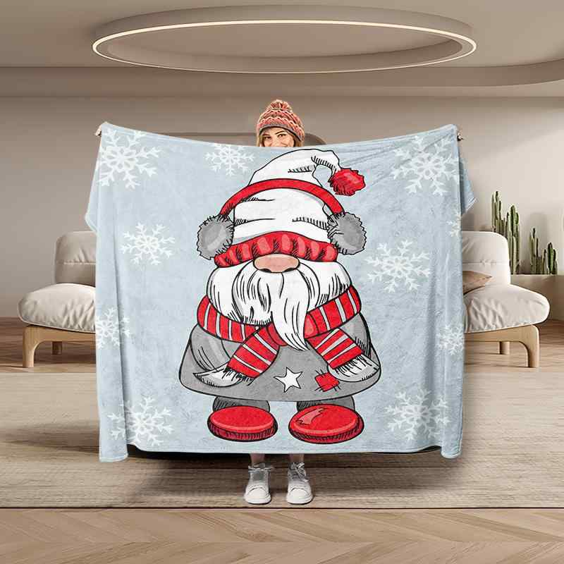 毛布 フランネル ポリエステル クリスマス サンタクロース柄 プリント ブランケット 昼寝 エアコン対策 ソファカバー マルチカバー オールシーズン 快適 シンプル モダン