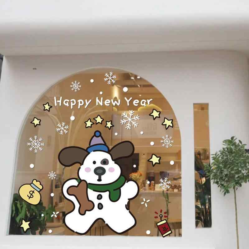 ウォールステッカー 新年 クリスマス イベント パーティー 静電ステッカー 静電シール 貼ってはがせる 跡残らない 透明 カラフル PET製 窓 ガラス ショーウィンドウ ドア 店舗 デコレーション 装飾