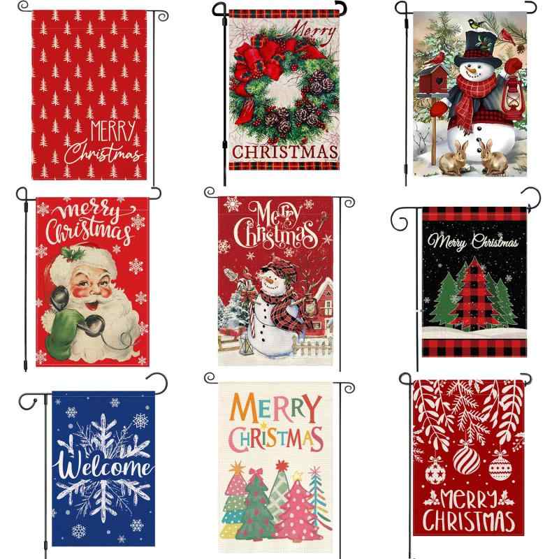 フラッグ クリスマス 雪だるま ウィンター ガーデンフラッグ 庭 玄関 外飾り リネン製 麻素材 季節の装飾 おしゃれ かわいい エクステリア テラス ベランダ 屋外用画像