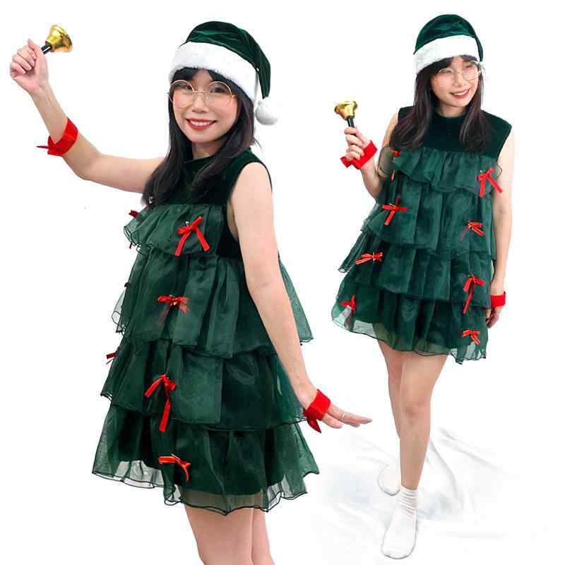 ワンピース レディース クリスマス コスプレ ノースリーブ グリーン ティアード ドレス イベント パーティー 舞台衣装 発表会 女性用 ポリエステル フリーサイズ 79,475円