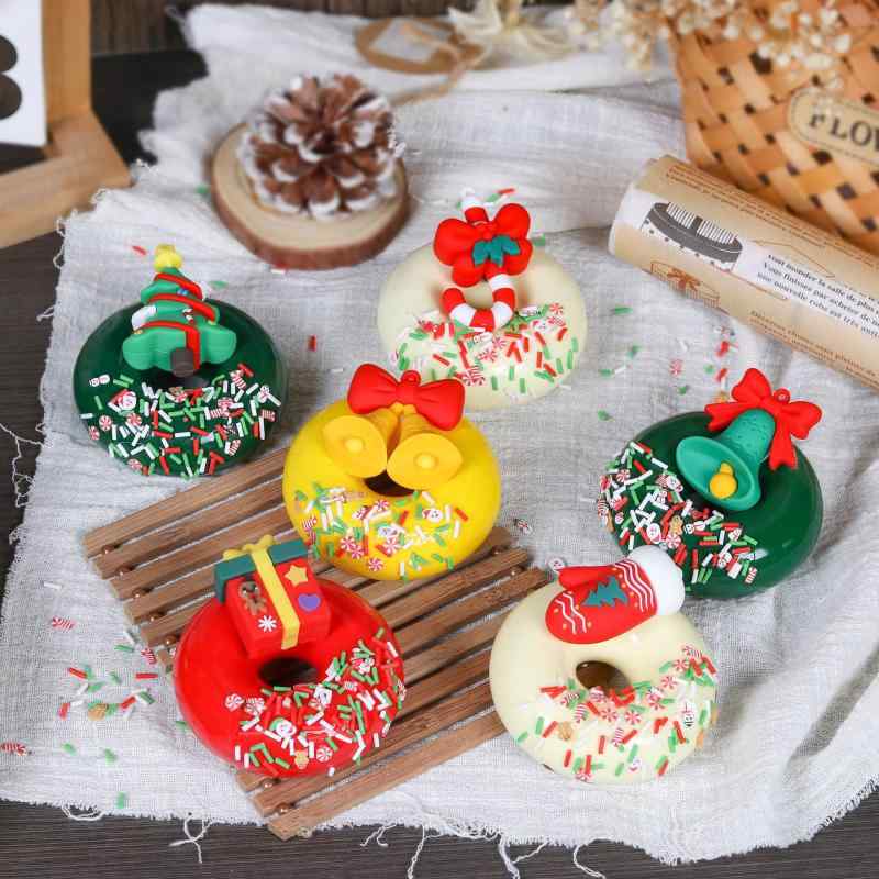 食品サンプル クリスマス ドーナツ マグネット フェイクスイーツ 6個セット インテリア雑貨 ディスプレイ 置物 撮影小物 店舗装飾 ショーケース飾り PVC製 オブジェ モダンシンプル テーブルデコレーション