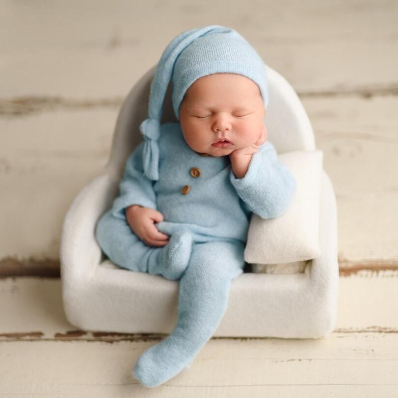 ベビー ロンパース 新生児 フォト 撮影 衣装 クリスマス セレモニー ドレス フォーマル ニット モダール 柔らか素材 かわいい シンプル 男女兼用 オールシーズン