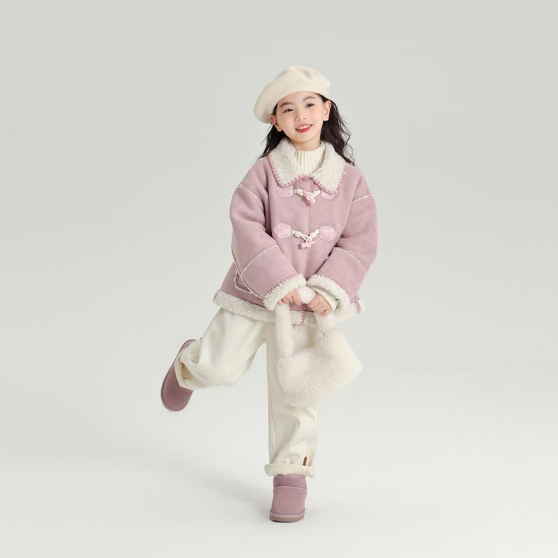 厚地の外套 キッズ お嬢さん お坊っちゃん ダッフルコート スエードクロス調 フェイクスエード 冬物 秋冬 朦々たる 生あたたかい 防寒 保温 ポリエステル 遊撃手丈 心地よい 韓国風 オルチャン 襟付き添い人 通学 普段着 さくら色 カーキ
