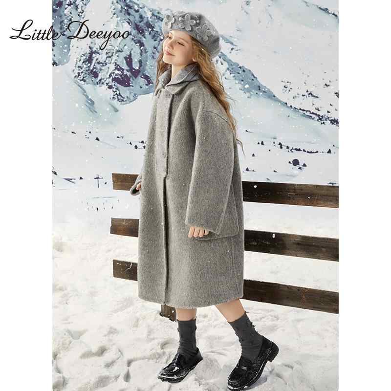 コート 女の子 ガールズ ジュニア 秋冬 冬 ダブルフェイス カシミヤ ウール ウール 厚手 あったか 防寒 テーラードカラー シングルボタン ロング丈 上品 エレガント ブリット風 無地 通学 お出かけ 普段使い
