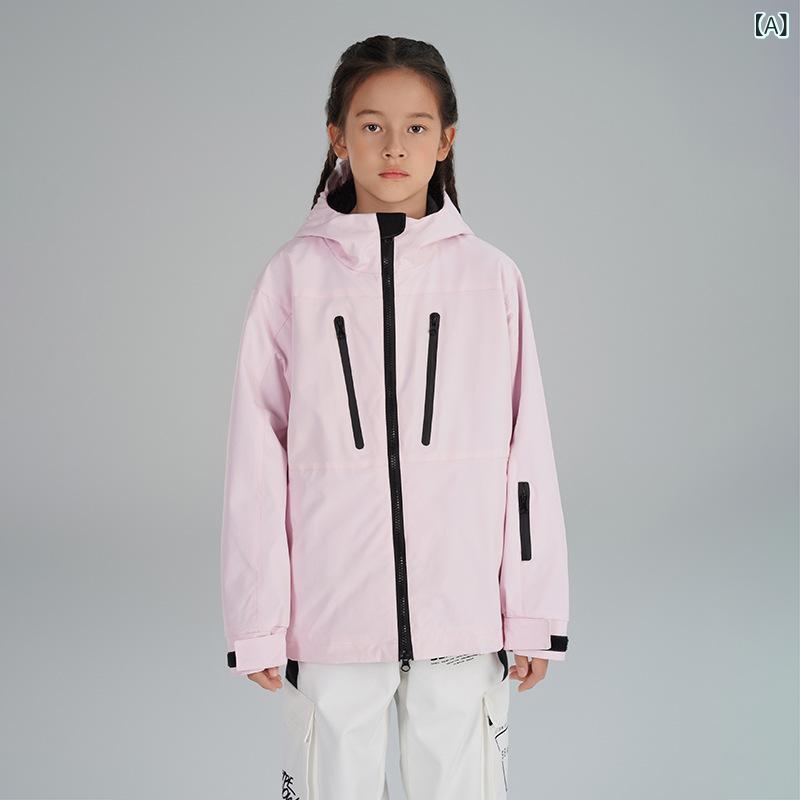 スキーウェア キッズ 男の子 女の子 スキージャケット 中綿入り 保温 防寒 防水 防風 透湿性 耐摩耗性 アウトドア 氷雪スポーツ 雪遊び ウィンタースポーツ ブルゾン アウター ピンク ブルー パープル アイボリー オフホワイト
