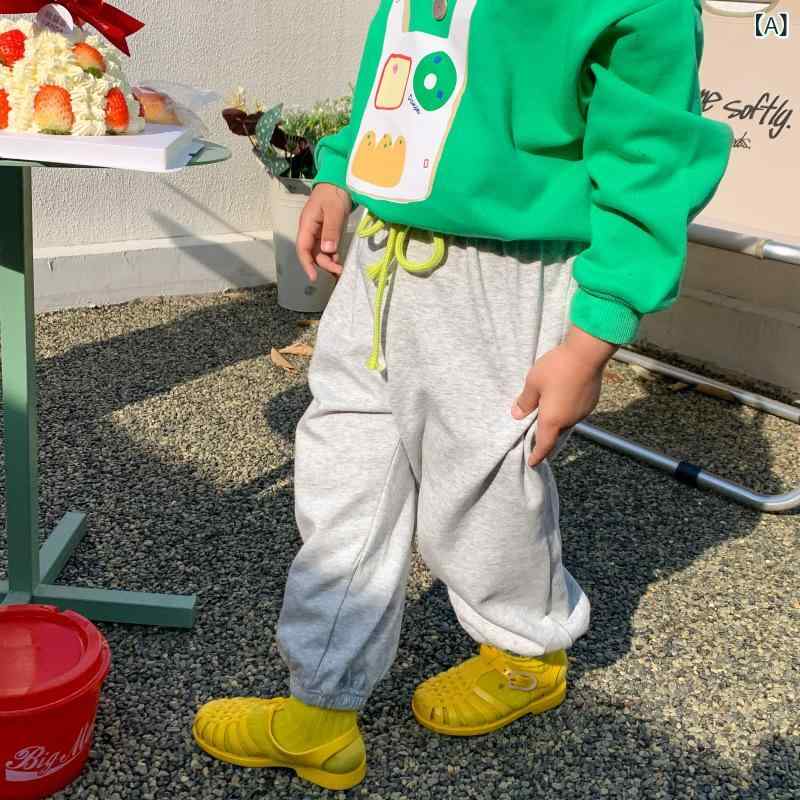 スウェットパンツ キッズ 男の子 女の子 ユニセックス 韓国風 切り替え 配色 ツートンカラー カジュアル スポーツ ズボン ボトムス ロング丈 コットン 綿 柔らかな肌触り 普段使い 部屋着 公園遊び