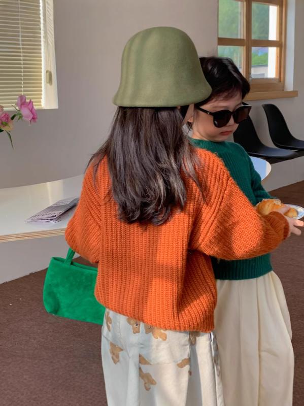 ニット キッズ 男の子 女の子 ラウンドネック 長袖 プルオーバー 韓国風 無地 シンプル 柔らかい かわいい 綿 コットン 春 秋 普段使い カジュアル