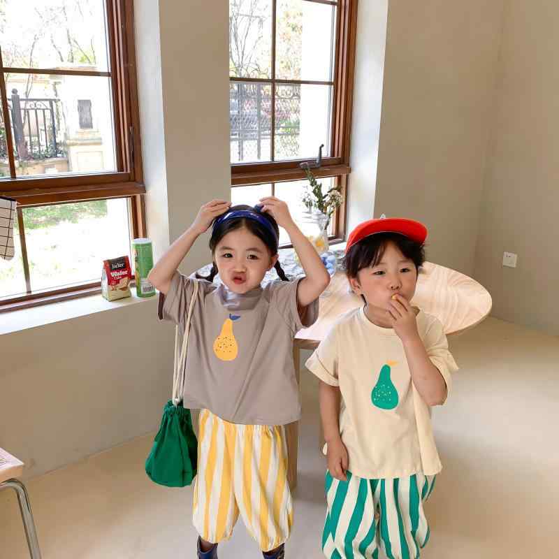 キッズ Tシャツ 男の子 女の子 男女兼用 韓国ファッション フルーツ柄 ゆったり ルーズフィット 綿 コットン 吸湿速乾 丸首 クルーネック 半袖 柔らかな肌触り かわいい 普段着 通園 通学 部屋着 ルームウェア 夏服