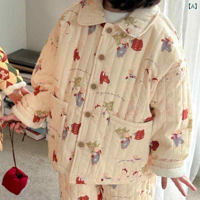 パジャマ キッズ ちびっ子用 男女兼用 韓国風 襟付き添い人 朦々たる 保温 綿 綿織物 吸湿速乾 お座敷御召しもの お座敷着 寝巻き 2点書き割り セットアップ 愛くるしい ポンチ絵