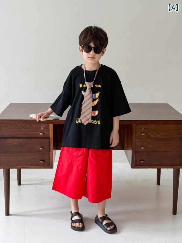 Tシャツ キッズ 男の子 女の子 韓国風 丸首 クルーネック ロゴプリント 半袖 カジュアル ゆったり ビッグシルエット 普段使い 通学 着回し 吸湿速乾 綿 トップス