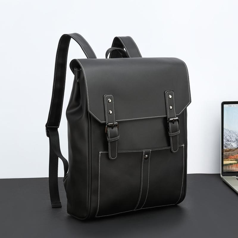 リュック メンズ レディース ビジネス フラップ 大容量 防水 PC収納 14インチ対応 多機能 通勤 通学 旅行 カジュアル デイパック バックパック PUレザー 通気性 耐摩耗性 ブリティッシュ 黒｜Grams店