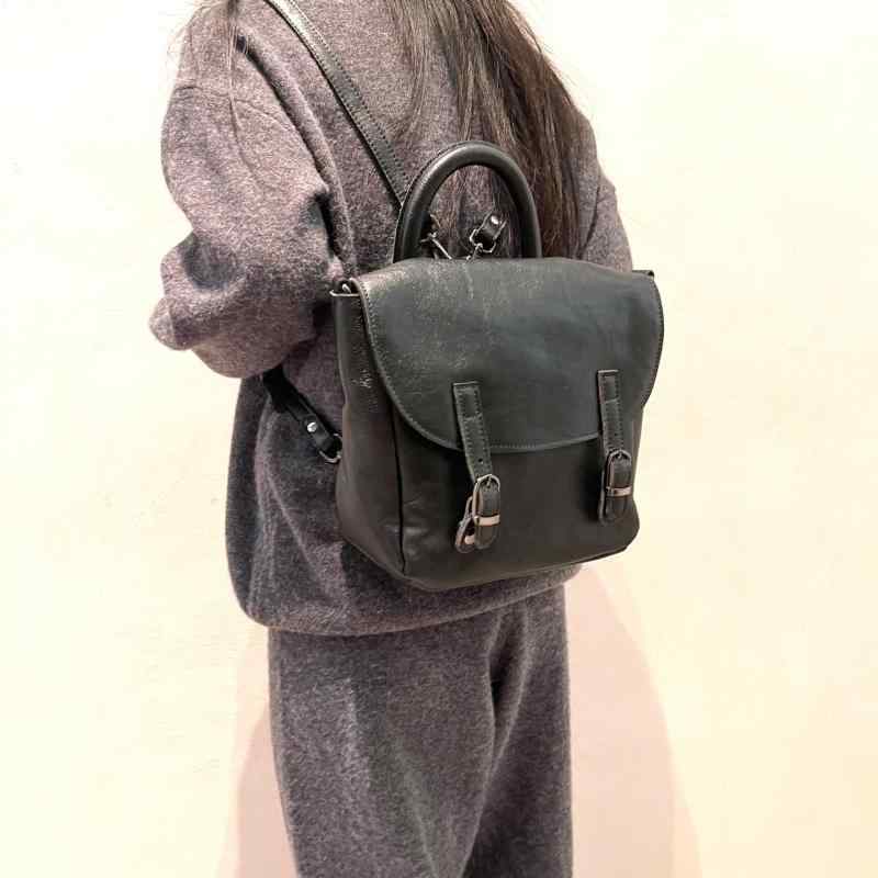 御徒面子 レディース メンズ 本革 フルグレイン ベジタブルタンニンレザー 牛皮 レトロ 手作り 3WAY 背嚢 肩先 ハンドバック 日常 通い 表どおり 黒 イエローオーカー