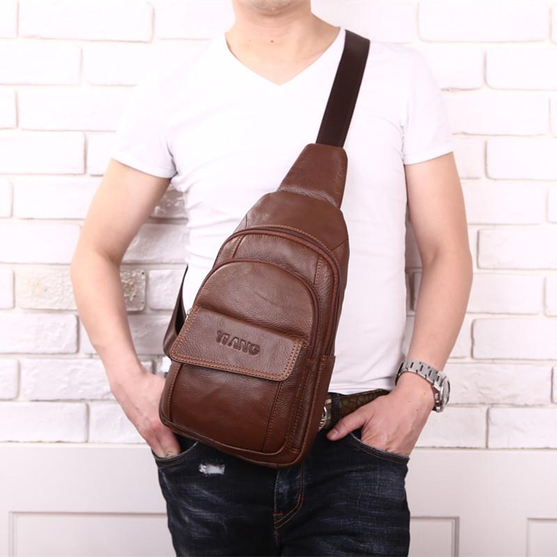 ボディバッグ メンズ 男性用 チェストバッグ ワンショルダーバッグ 本革 牛革 レザー トップグレインレザー 軽量 欧米レトロ ヴィンテージ 縦型 スクエア レジャー 旅行 カジュアル 普段使い 黒 茶|Grams店