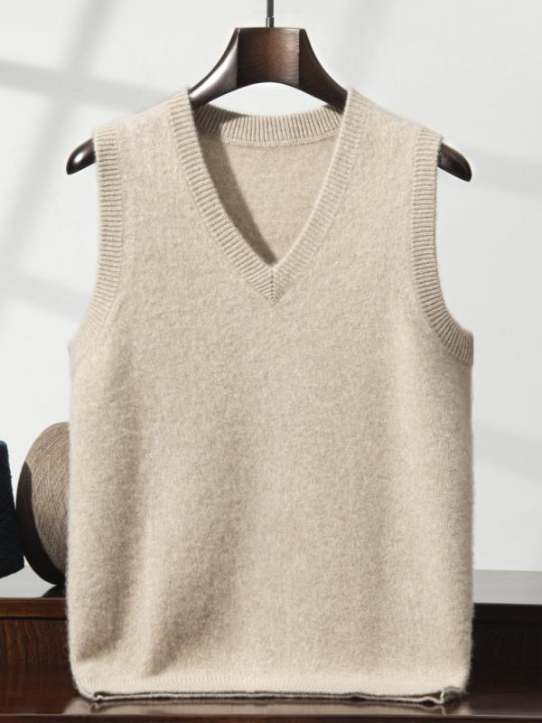 ニットベスト メンズ 男性 カシミヤ ウール Vネック ノースリーブ 厚手 肉厚 保温性 暖かい 防寒 大きいサイズ ゆったり ストレートシルエット カジュアル 通勤 ビジネス 冬 秋冬 無地 ブラック ダークグレー ネイビー