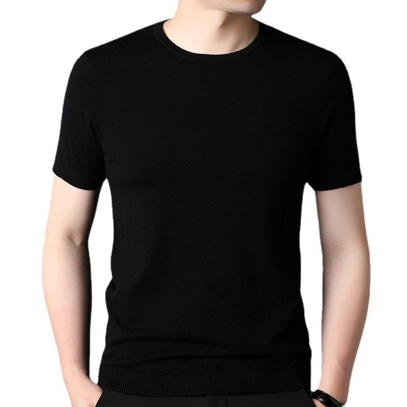 Tシャツ メンズ ミドルエイジ 紳士 ウール ニット 半袖 薄手 クルーネック セーター スリムフィット 肌触り良い 通気性 普段使い カジュアル オールシーズン トップス インナー