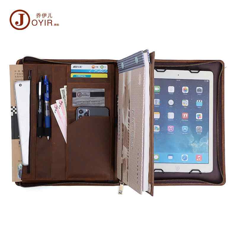 タブレットケース 男性 iPad Mini カバー ビジネス 多機能 レトロ クレイジーホースレザー 本革 牛革 縦型 ファスナー開閉 PC収納 ポーチ ブラウン おしゃれ 普段使い 通勤 高級感 大人