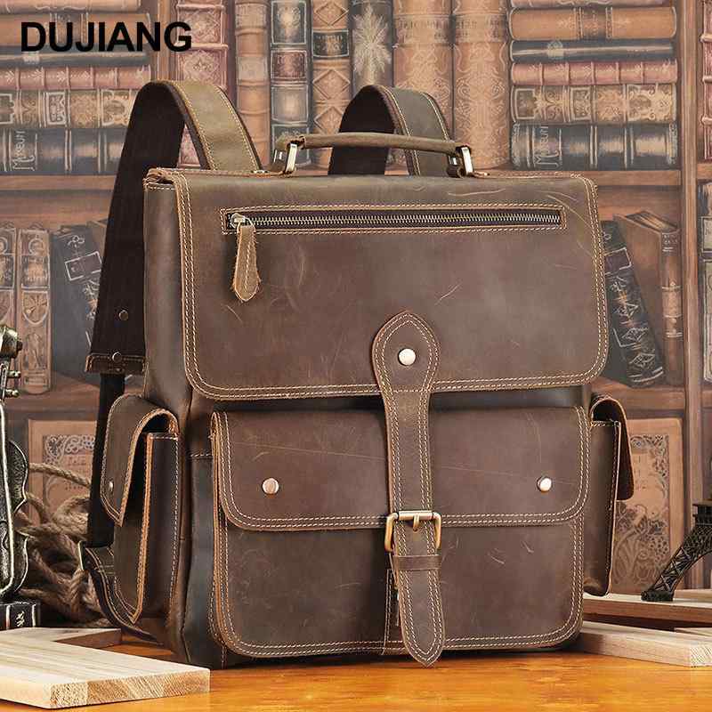 背嚢 メンズ クレイジーホースレザー 本革 牛皮 欧風 レトロ ヴィンテージ 商行為 出張 旅する 周遊 心地よい 大電気容量 多役立つこと衣嚢 耐摩耗性 14inパソコン納める 赤銅色