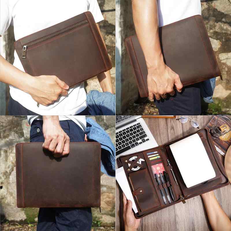 バッグ メンズ 男性用 本革 牛革 クレイジーホースレザー タブレットケース クラッチバッグ レトロ ヴィンテージ ファッション ビジネス カジュアル 耐摩耗性 保護カバー パッチワーク 9インチ対応 ブラウン ブラック レッド｜Grams店