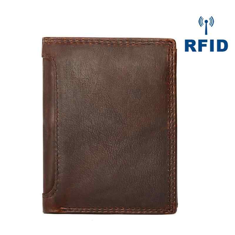 財布 メンズ 男性用 クレイジーホースレザー 本革 牛革 二つ折り ウォレット ビジネス レトロ ファッション RFID 大容量 カード収納 ショート 手持ち チョコレート色