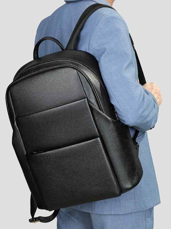 リュックサック メンズ 本革 牛革 レザー バックパック ビジネス 大容量 多機能 ノートPC収納 通勤 通学 出張 高級感 耐摩耗性 黒|Grams店