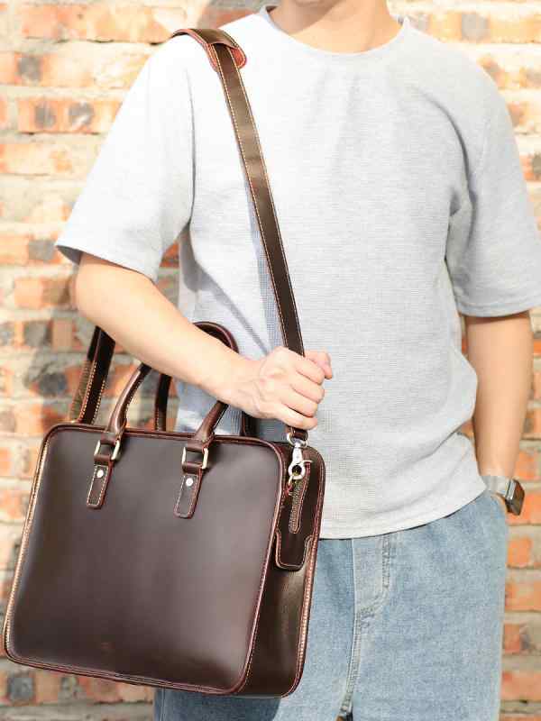 ビジネスバッグ メンズ 男性用 通勤 ビジネス 出張 カジュアル 本革 PCバッグ 書類カバン 手提げ 高級感 軽量 防水 耐摩耗 15インチPC対応 おしゃれ スタイリッシュ ブラック コーヒー