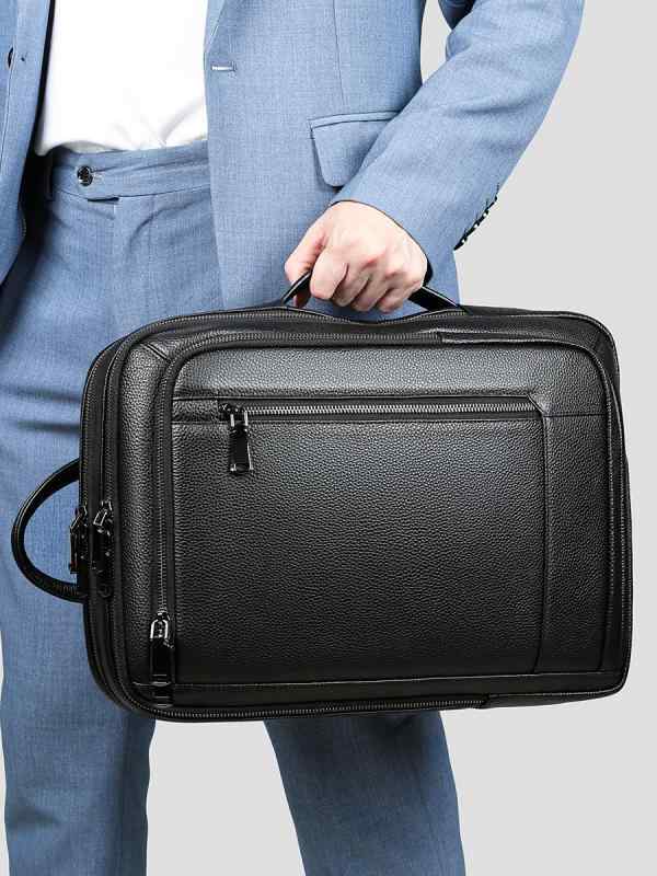 リュック メンズ 通勤 ビジネス カジュアル 本革 牛革 高級感 多機能 バックパック 鞄 15インチPC対応 耐摩耗 エアクッションショルダーストラップ ブラック