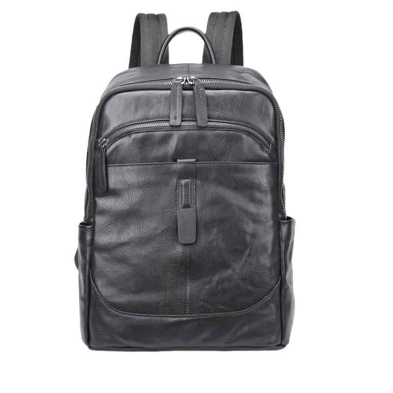 リュック メンズ 男性用 軽量 カジュアル 旅行 ノートPC収納 通勤 通学 本革 牛革 レザー 耐摩耗 バックパック デイパック 鞄 韓国風 おしゃれ シンプル 黒 茶 コーヒー|Grams店