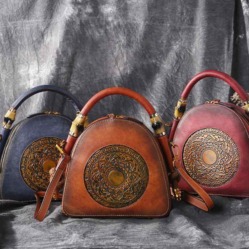 鞄 レディース 女性 本革 レザー シェルバッグ エンボス加工 レトロ 手提げ ショルダーバッグ 斜めがけ 2way 普段使い グラファイトグレー オレンジブラウン サンドレッド