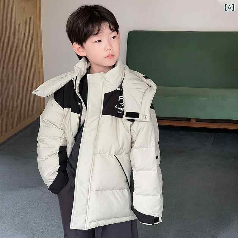 ダウンジャケット 男の子 子供 キッズ トップス 冬物 厚手 防寒 保温性 フード付き アウター 韓国風 カジュアル ゆったり ダウン90% 小中学生｜Grams店