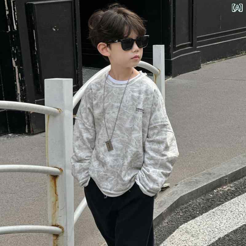 トレーナー 男の子 女の子 子供 キッズ 韓国風 スウェット トップス ゆったり ルーズ オーバーサイズ 丸首 クルーネック プルオーバー カジュアル 着回し 普段使い 綿 コットンブレンド ソフト加工 春 秋 オールシーズン トレンド おしゃれ