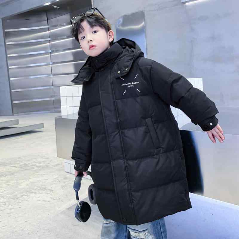ダウンジャケット 男の子 キッズ ロング丈 膝丈 フード付き 厚手 防寒 保温 ゆったり オーバーサイズ ウォッシャブル 冬物 おしゃれ