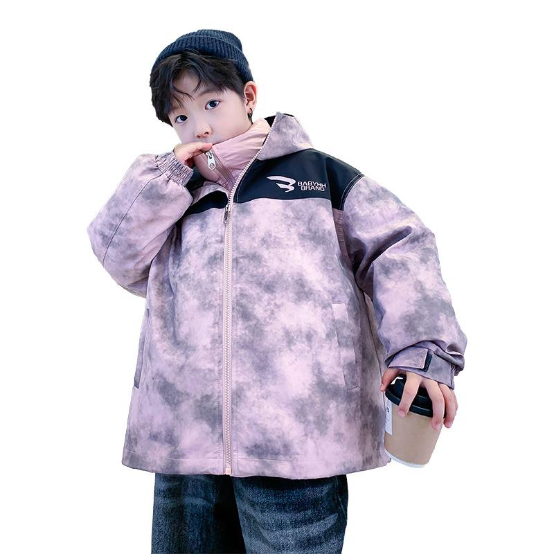 キッズ 男の子 ダウンジャケット ダウンコート 子供 冬服 フード付き 3WAY スリーインワン 切り替え パッチワーク 厚手 防寒 アウター ポリエステル 暖かい 普段使い 通学 ピンク グレー 6,584円