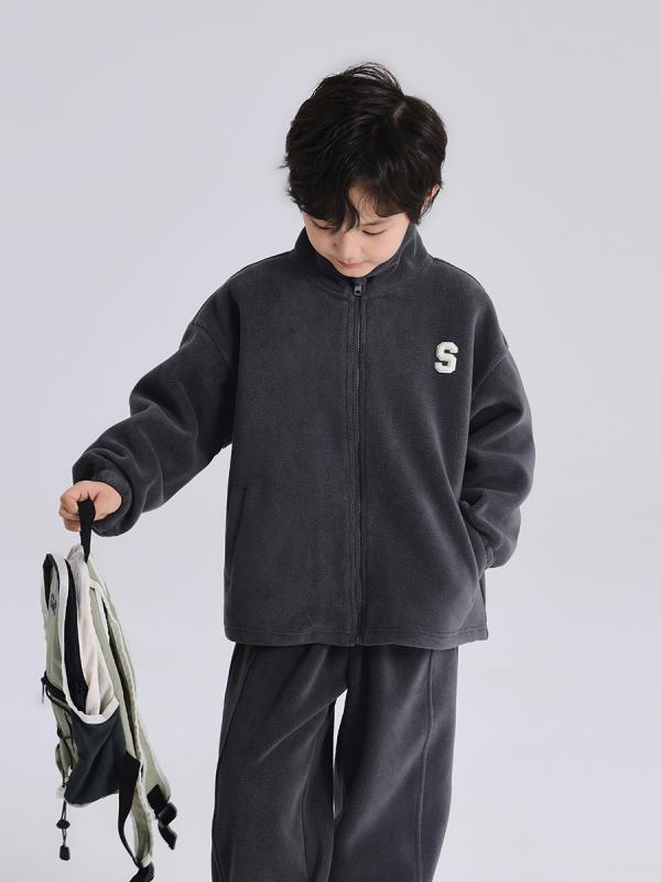 キッズ 御坊っちゃん 格好のいい 心地よい セットアップ 御部屋お召しもの 御部屋着 透け透け ボンネット付き添い人 長袖 さる股引き 春 夏 秋 運動競技 表どおり系 好いたらしい ポリエステル 薄墨色 書き割り