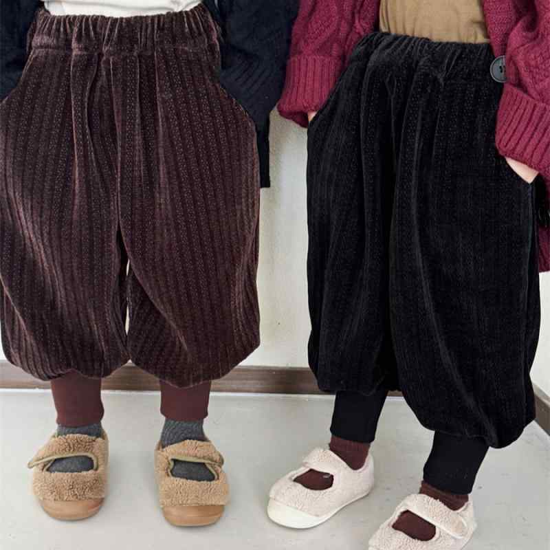 パンツ 男の子 女の子 子供 キッズ ベビー コーデュロイ リブ ジョガーパンツ ワイドパンツ 裾絞り ゆったり レトロ 森ガール ナチュラル カジュアル 普段使い ロング 長ズボン ボトムス 秋 ブラウン ブラック